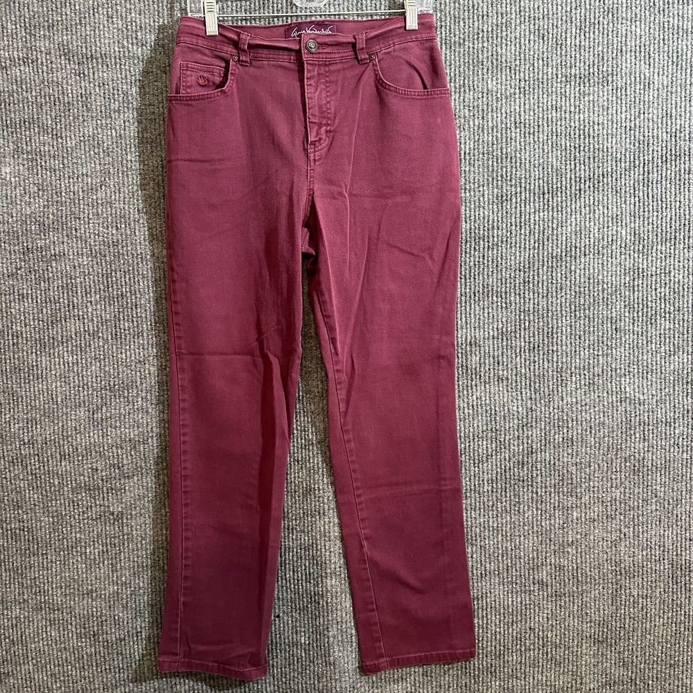 Gloria Vanderbilt Amanda Womens Straight Jeans Size 8 Short Maroon High Rise